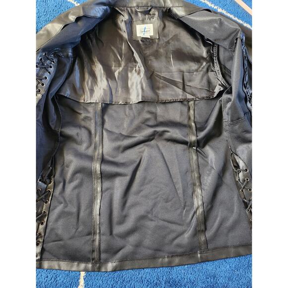 Beware Grunge Women's Faux Leather Lace-Up Long Jacket-XL - Picture 3 of 10
